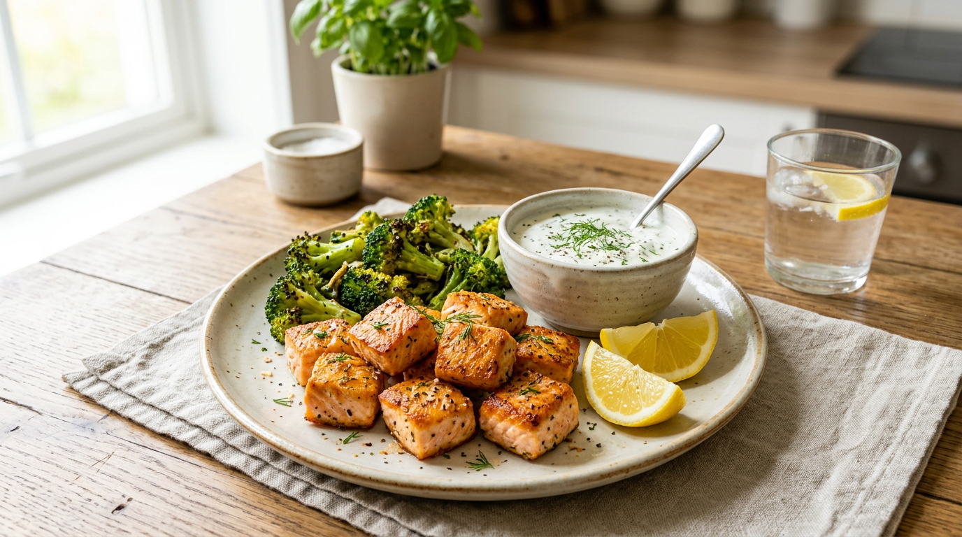Airfryer Lachs-Bites mit Brokkoli