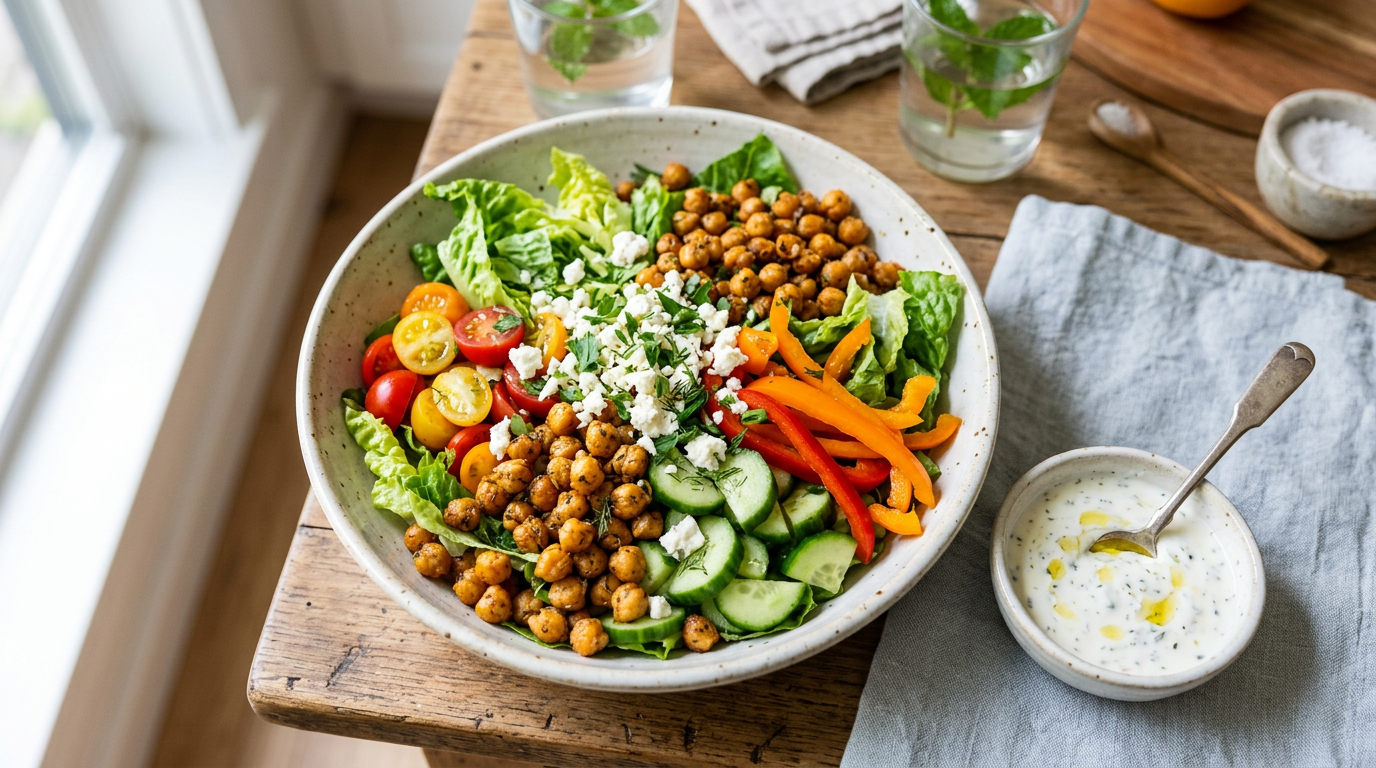 Crispy Kichererbsen-Salat mit Feta